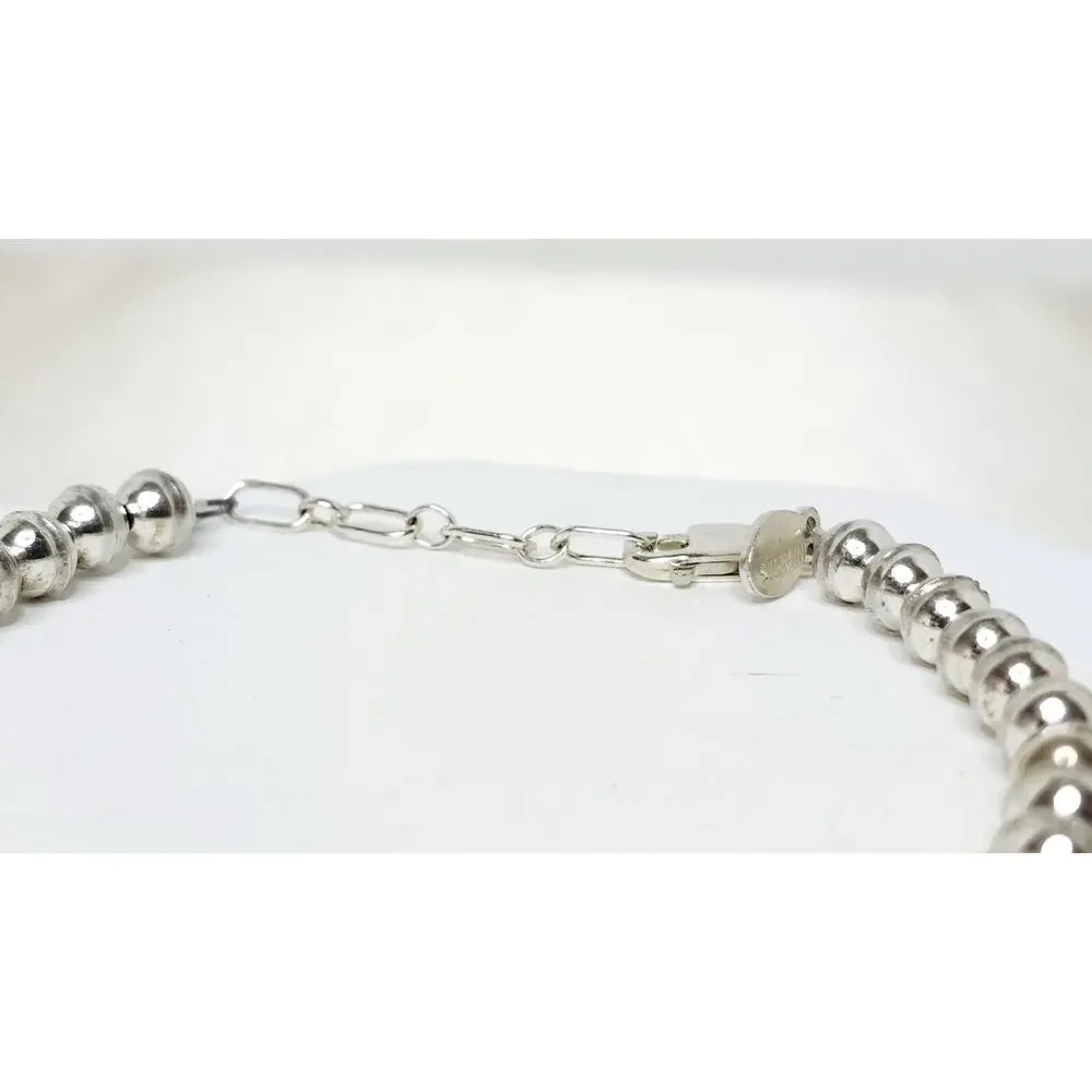 Vintage 925 Sterling Silver Beaded Ball Strand Bracelet 7